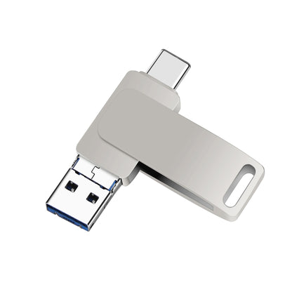 16 GB USB 3.0 + 8 Pin + USB-C / Type-C 3 in 1 Phone Computer Metal Rotatable U-Disk(Silver Gray) - U Disk & Card Reader by PMC Jewellery | Online Shopping South Africa | PMC Jewellery