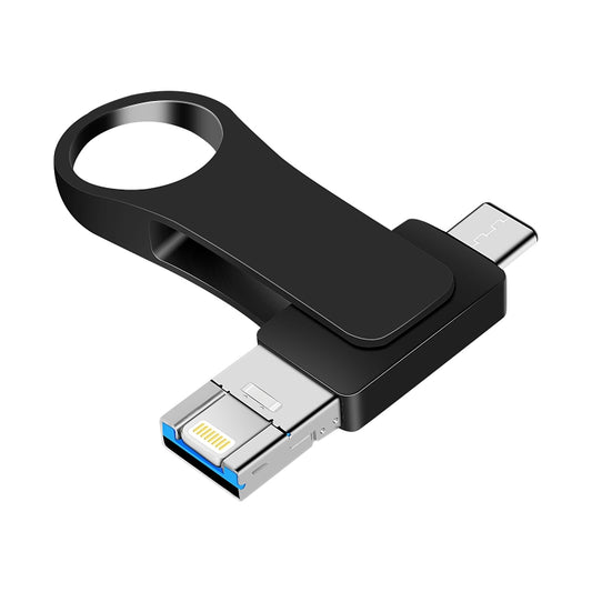 16GB USB 3.0 + 8 Pin + USB-C / Type-C 3 in 1 Mobile Computer Metal U-Disk(Black) - U Disk & Card Reader by PMC Jewellery | Online Shopping South Africa | PMC Jewellery