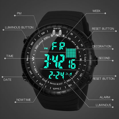 SYNOKE 8209 Multifunctional Sports Swimming Waterproof Luminous Alarm Men Electronic Watch(Black) - LED Digital Watches by SYNOKE | Online Shopping South Africa | PMC Jewellery | Buy Now Pay Later Mobicred