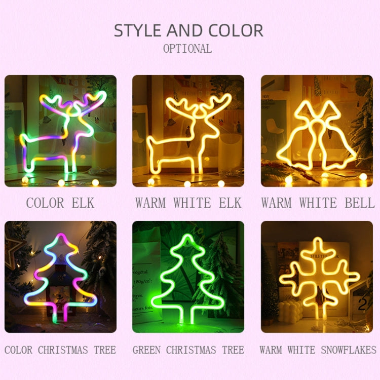 Christmas Decoration Neon Lights Wall-Mounted Ornaments, Spec: Bell-Warm Light - Decoration Lamps by PMC TechLife | Online Shopping South Africa | PMC TechLife