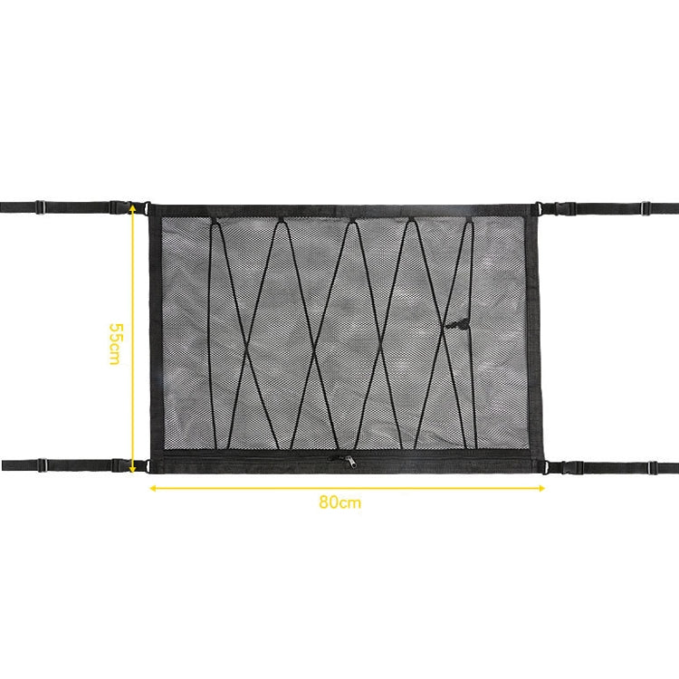 Car Ceiling Storage Net Bag Draw Rope Double-Layer Zipper Car Storage Net Pocket(80x55cm) - Stowing Tidying by PMC TechLife | Online Shopping South Africa | PMC TechLife