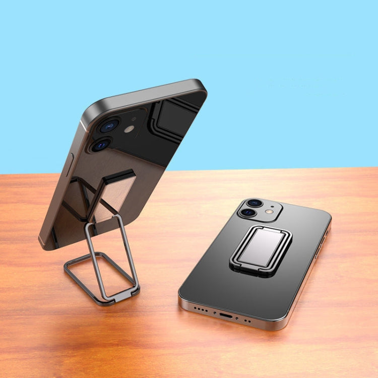 Square Folding Metal Holder Rotating Back Stick Desktop Phone Ring Holder(Black) - Ring Holder by PMC TechLife | Online Shopping South Africa | PMC TechLife
