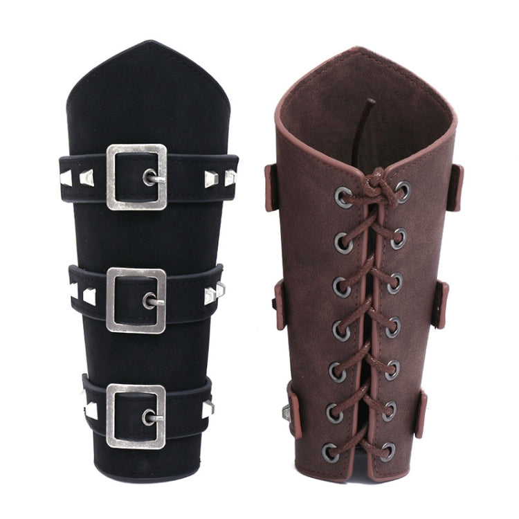 P01994 Men Leather Bracer Personality Punk Riding Arm Guard(Black) - Sports Safety by PMC Jewellery | Online Shopping South Africa | PMC Jewellery