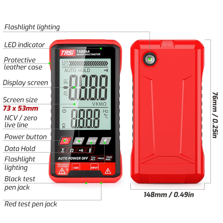 TASI TA804A Auto Digital Intelligent Multimeter OHM NCV Voltage Meter - free shipping - PMC TechLife - Order now!