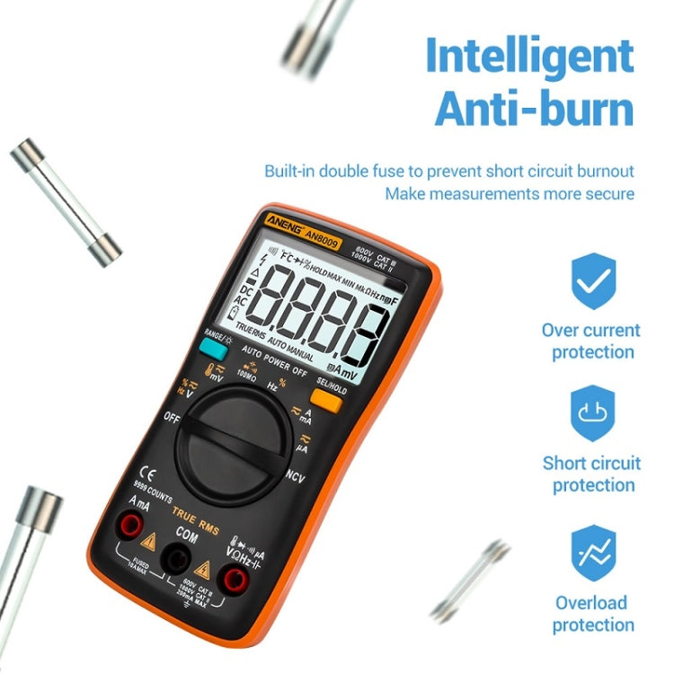 ANENG AN8009 NVC Digital Display Multimeter, Specification: Standard(Orange) - Current & Voltage Tester by ANENG | Online Shopping South Africa | PMC Jewellery | Buy Now Pay Later Mobicred