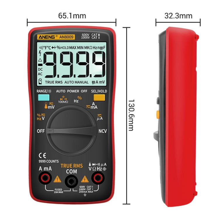 ANENG AN8009 NVC Digital Display Multimeter, Specification: Standard with Cable(Blue) - Current & Voltage Tester by ANENG | Online Shopping South Africa | PMC TechLife | Buy Now Pay Later Mobicred
