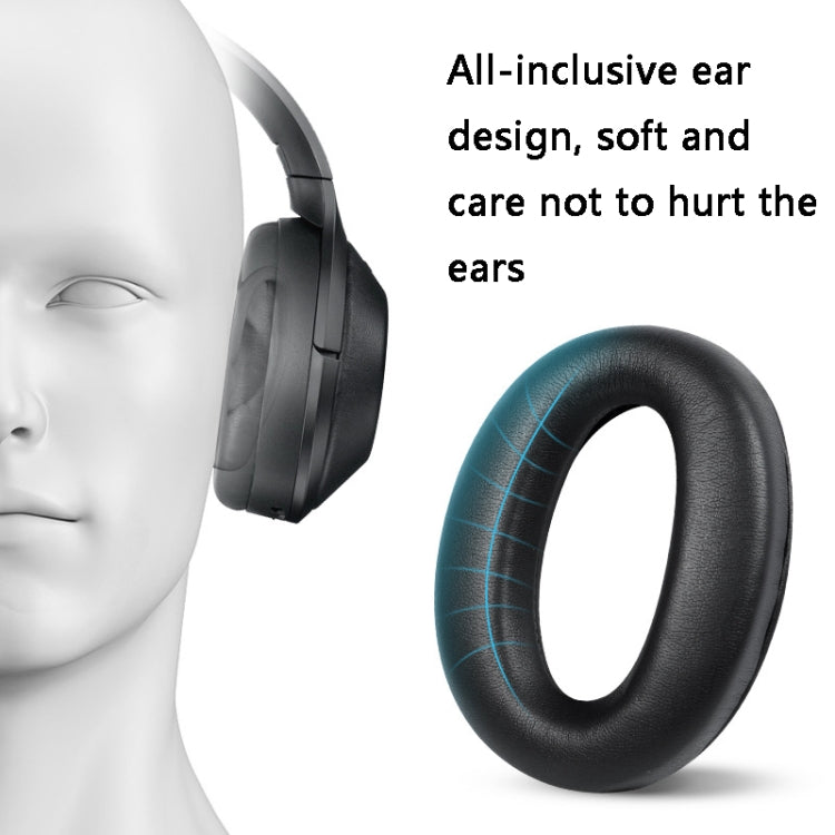 2 PCS Leather Headset Earmuffs for Sony 1000XM4 Black Protein Skin No Snap - Earmuff & Pad by PMC TechLife | Online Shopping South Africa | PMC TechLife