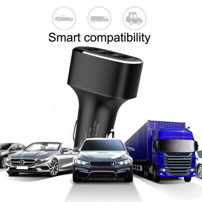 QIAKEY GT690C Dual USB + USB-C / Type-C Aluminum Alloy Three-Hole Car Charger(Black) - Car Charger by QIAKEY | Online Shopping South Africa | PMC Jewellery