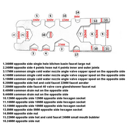 H-Type Multifunctional Socket Bathroom Install Faucet Wrench(Silver) - Hex Key & Spanner by PMC Jewellery | Online Shopping South Africa | PMC Jewellery