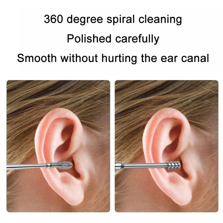 5 Sets 6 In 1 Stainless Steel Spring Spiral Portable Ear Pick, Specification: Green - Ear Care Tools by PMC Jewellery | Online Shopping South Africa | PMC Jewellery