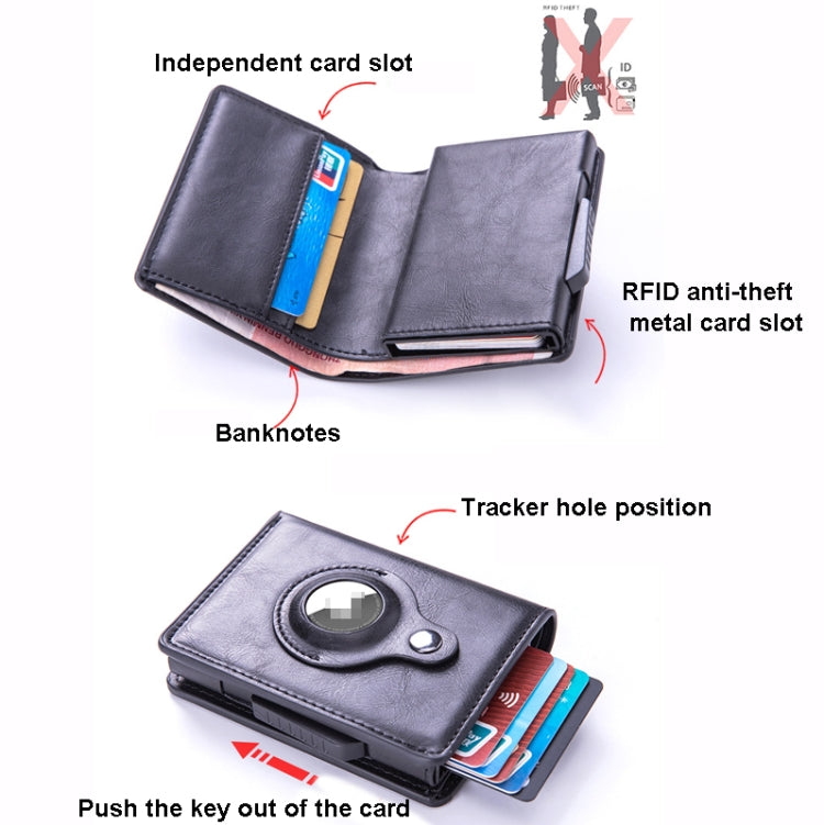 RFID Automatic Pop-Up Card Holder Multi-Function Locator Wallet For AirTag(Black) - Wallet Series by PMC Jewellery | Online Shopping South Africa | PMC Jewellery