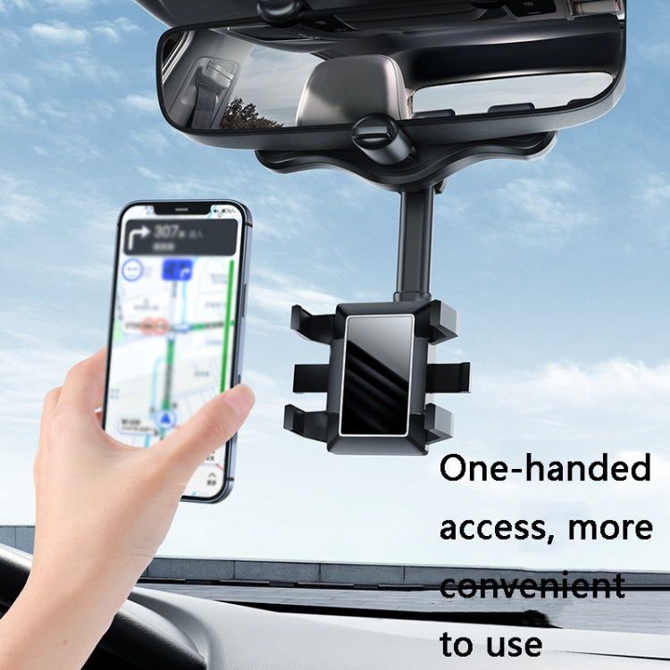 ZJ099 360 Degree Rotating Car Rearview Mirror Phone Holder(Classic Black) - Car Holders by PMC TechLife | Online Shopping South Africa | PMC TechLife