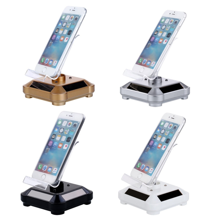Solar Turntable Mobile Phone Stand Display Stand With Coloful Light(White) - Desktop Holder by PMC TechLife | Online Shopping South Africa | PMC TechLife