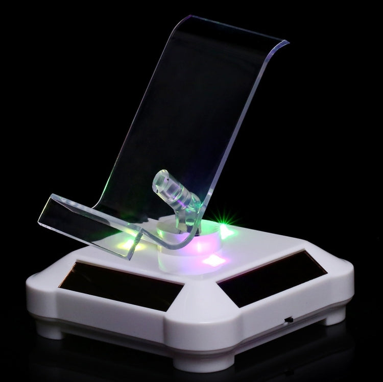 Solar Turntable Mobile Phone Stand Display Stand With Coloful Light(White) - Desktop Holder by PMC TechLife | Online Shopping South Africa | PMC TechLife