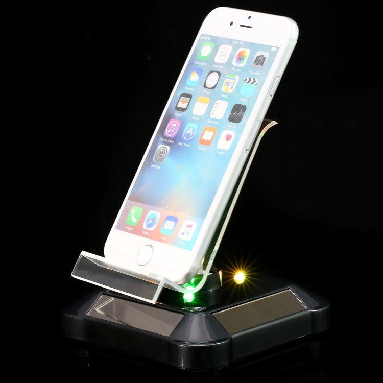 Solar Turntable Mobile Phone Stand Display Stand With Coloful Light(White) - Desktop Holder by PMC TechLife | Online Shopping South Africa | PMC TechLife