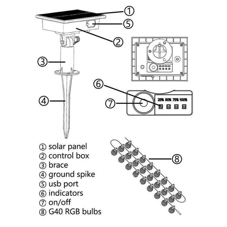 G40 Bulb Bluetooth Smart RGB String Lights Outdoor Decoration, Spec: 5m 25 LEDs-Solar Power - Holiday Lights by PMC Jewellery | Online Shopping South Africa | PMC Jewellery