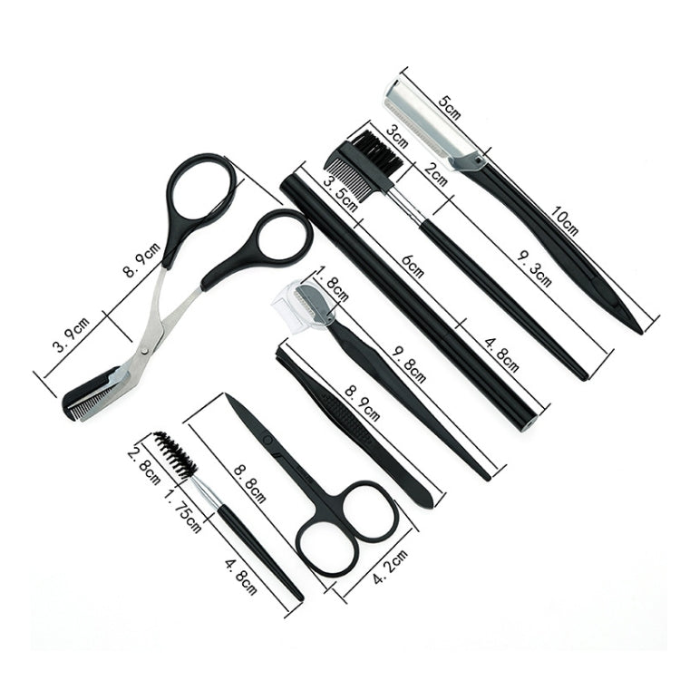 8 PCS/Set Eyebrow Trimming Beauty Tool(Black) - Tools by PMC Jewellery | Online Shopping South Africa | PMC Jewellery