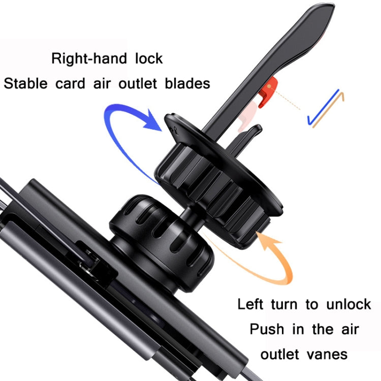 ZJ058 Car Fully Automatic Hidden Double-arm Air Outlet Gravity Bracket(Black) - Car Holders by PMC TechLife | Online Shopping South Africa | PMC TechLife