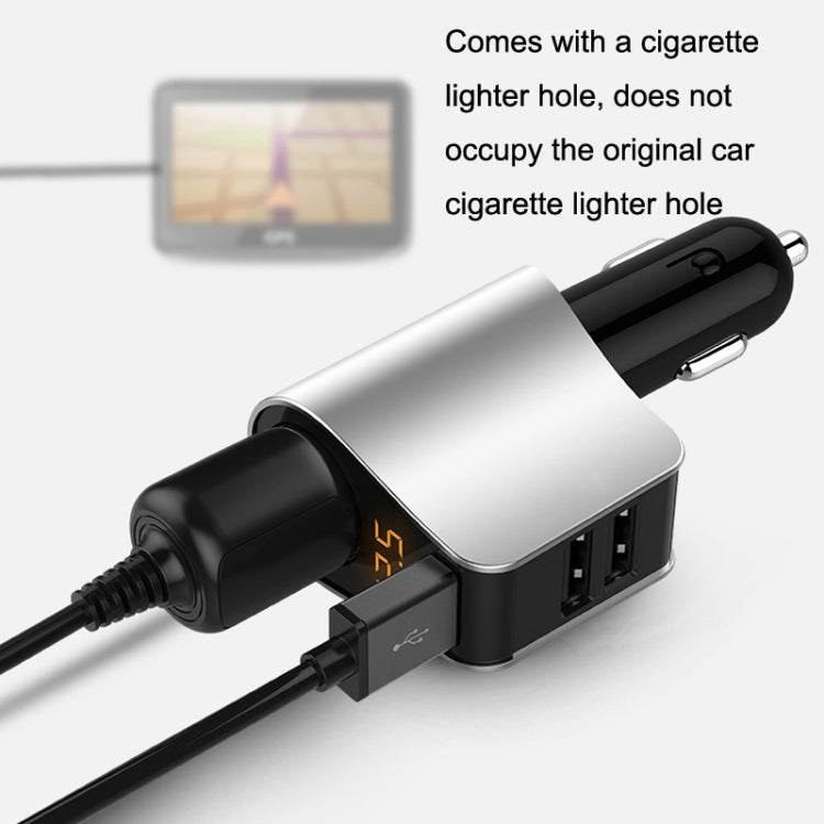 HY10 3 In 1 Cigarette Lighter Conversion Plug Car Charger(Silver) - Car Charger by PMC Jewellery | Online Shopping South Africa | PMC Jewellery