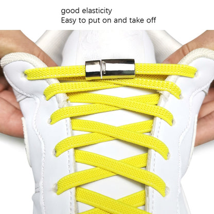 1 Pair SLK28 Metal Magnetic Buckle Elastic Free Tied Laces, Style: Silver Magnetic Buckle+White Shoelaces - shoelaces by PMC Jewellery | Online Shopping South Africa | PMC Jewellery