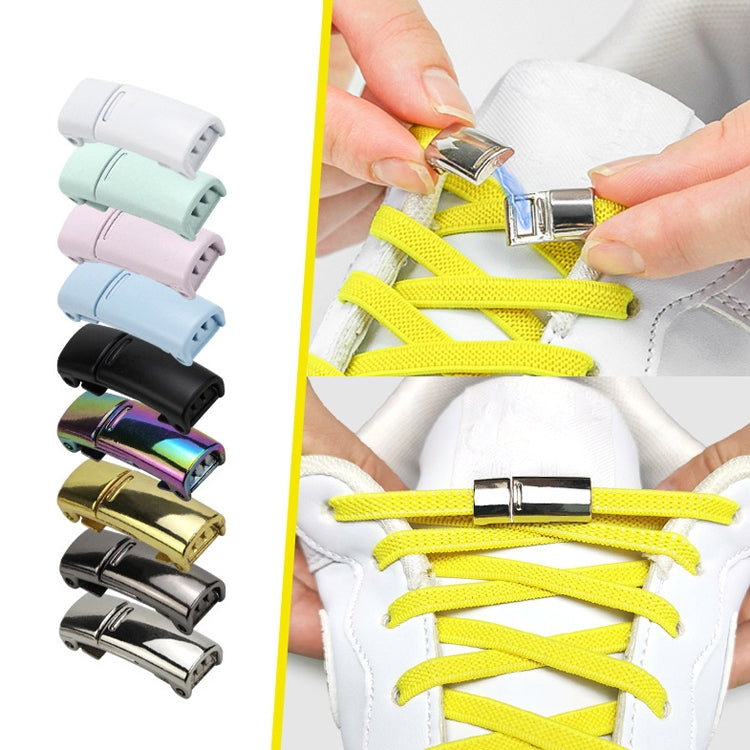 SLK28 Metal Magnetic Buckle Elastic Free Tied Laces, Style: White Magnetic Buckle - shoelaces by PMC Jewellery | Online Shopping South Africa | PMC Jewellery