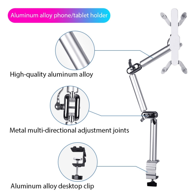 TB-03 Aluminum Alloy Tablet PC Stand Lazy Bedside Desktop Folding Camera Microphone Stand(Silver) - Lazy Bracket by PMC TechLife | Online Shopping South Africa | PMC TechLife