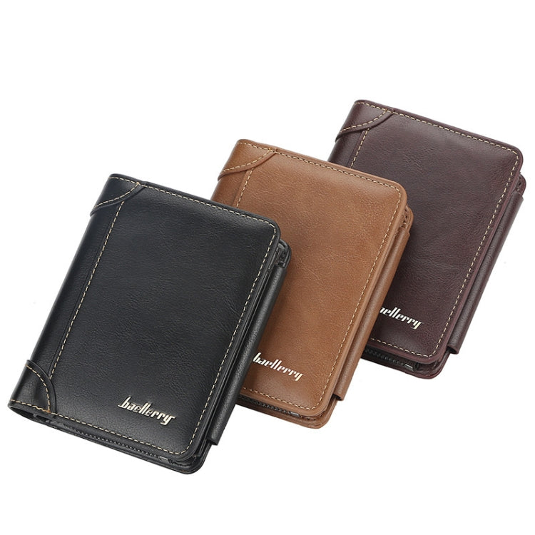 Baellerry D9159 Men Short Tri-Fold Zip Coin Purse Thin Card Holder(Coffee) - Wallets by Baellerry | Online Shopping South Africa | PMC Jewellery