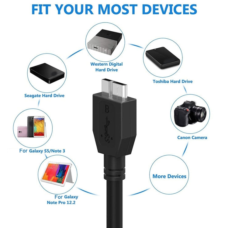 USB 3.0 Male To Micro USB HDD Data Cord For External Mobile HDD,Cable Length:1.8m(Black) - USB 3.0 by PMC TechLife | Online Shopping South Africa | PMC TechLife