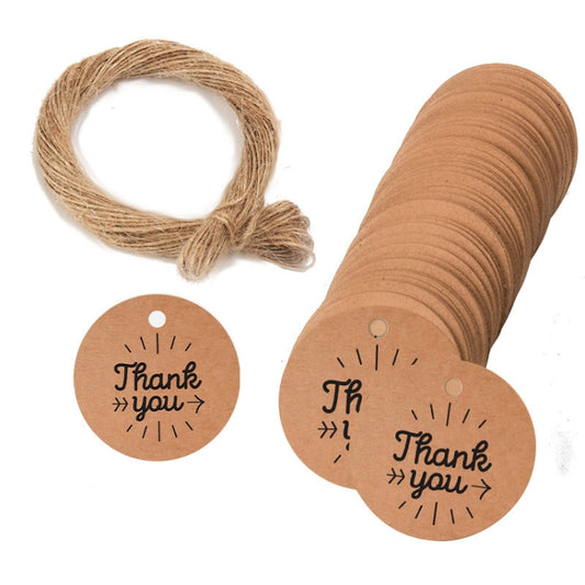 100pcs /Pack Kraft Paper Gift Tag With 20m Hemp Rope(L-02) - Gift Bags & Wrapping Supplies by PMC Jewellery | Online Shopping South Africa | PMC Jewellery