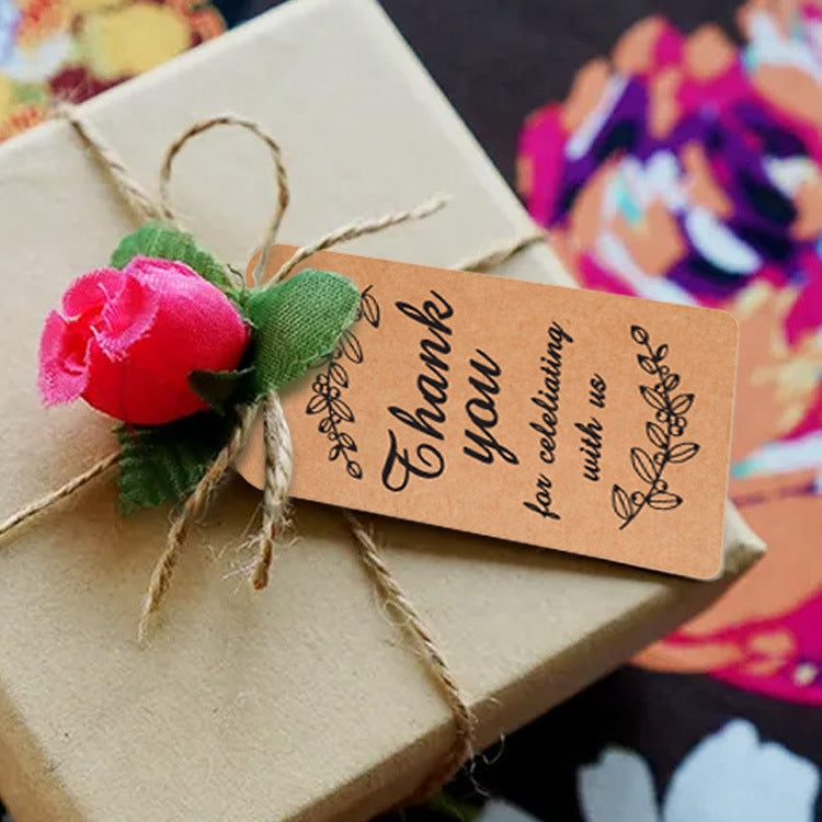 100pcs /Pack Kraft Paper Gift Tag With 20m Hemp Rope(L-14) - Gift Bags & Wrapping Supplies by PMC TechLife | Online Shopping South Africa | PMC TechLife