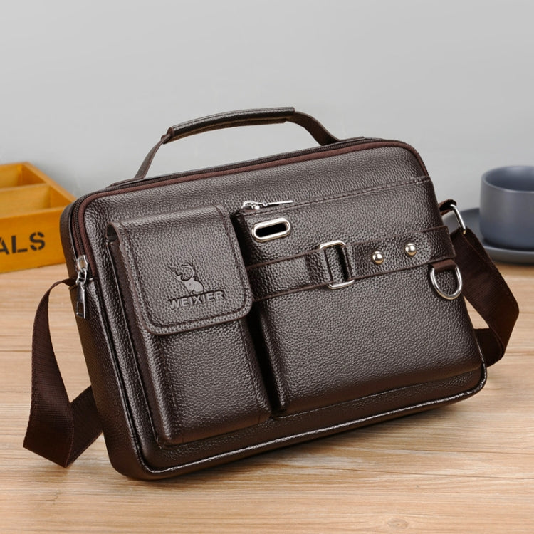 WEIXIER D235 Men Shoulder Bag Portable PU Leather Handbag(Brown) - free shipping - PMC TechLife - Order now!