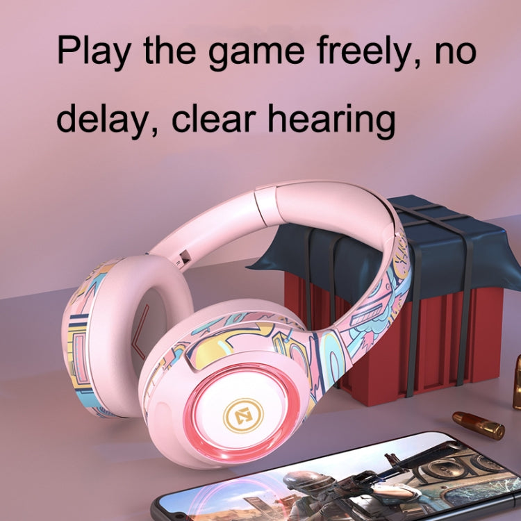 EL-A2 Gaming Ambient Light Folding Wireless Bluetooth Headset(Pink) - Headset & Headphone by PMC TechLife | Online Shopping South Africa | PMC TechLife