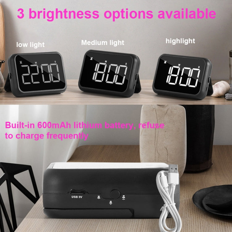 Rechargeable Large Screen LCD Electronic Timing Reminder Alarm Clock Kitchen Baking Timer(Black) - free shipping - PMC TechLife - Order now!