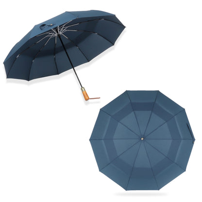 PARACHASE Ten-bone Double-layer Large Windproof Business Automatic Folding Umbrella(Navy) - Umbrellas by PARACHASE | Online Shopping South Africa | PMC Jewellery