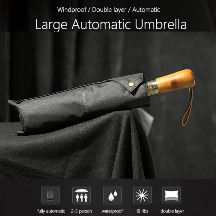 PARACHASE Ten-bone Double-layer Large Windproof Business Automatic Folding Umbrella(Black) - free shipping - PMC TechLife - Order now!