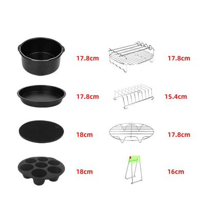 12 PCS/Set 7 Inch Air Fryer Baking Accessories Stainless Steel Set - Kitchen Machine Accessories & Parts by PMC Jewellery | Online Shopping South Africa | PMC Jewellery