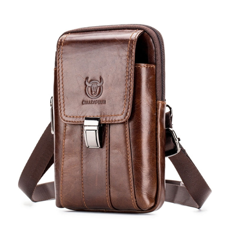 BULL CAPTAIN Multifunctional Leather Mobile Phone Small Waist Bag For Men(Vertical Brown) - free shipping - PMC TechLife - Order now!