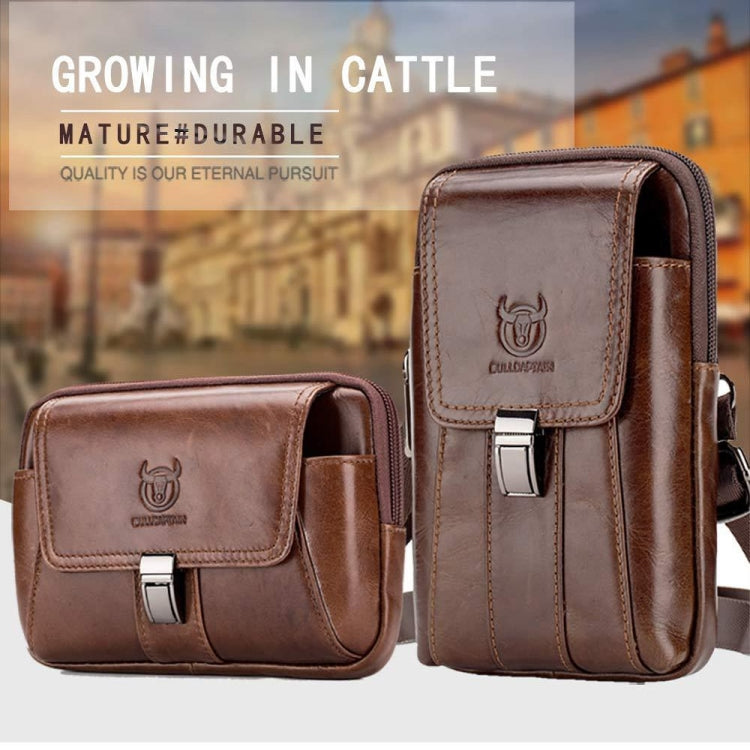 BULL CAPTAIN Multifunctional Leather Mobile Phone Small Waist Bag For Men(Vertical Brown) - free shipping - PMC TechLife - Order now!