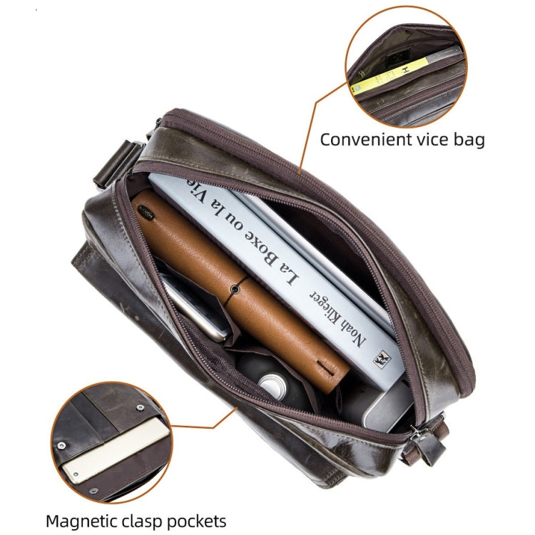 BULL CAPTAIN  Double Layer Leather One Shoulder Messenger Bag For Men(Yellow Brown) - free shipping - PMC TechLife - Order now!