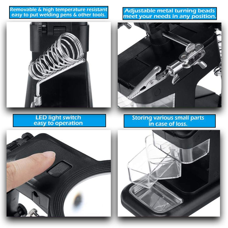Desktop Multifunctional Chip Welding Repair Inspection Magnifying Glass with LED Light(Black) - Repair Platform by PMC TechLife | Online Shopping South Africa | PMC TechLife