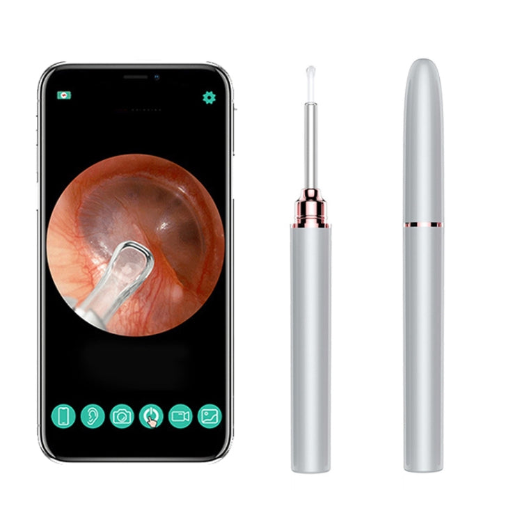 TES02 WIFI High-definition Intelligent Visual Ear Scoop(Silver White) - Ear Care Tools by PMC TechLife | Online Shopping South Africa | PMC TechLife