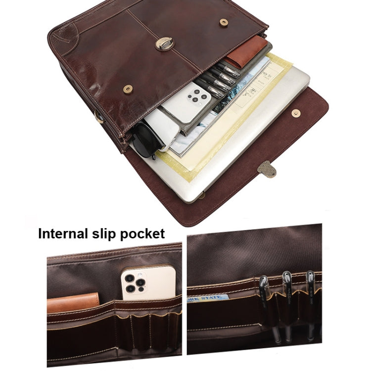 Men Retro Cowhide Leather Briefcase Multifunctional Laptop Bag for 15.6 Inch Computer(Coffee) - 15.6 - 17 inch by J.M.D | Online Shopping South Africa | PMC Jewellery