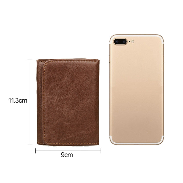 Men Casual Retro RFID Blocking Anti-Scanning Cowhide Leather Short Wallet(Coffee) - Wallets by J.M.D | Online Shopping South Africa | PMC TechLife | Buy Now Pay Later Mobicred