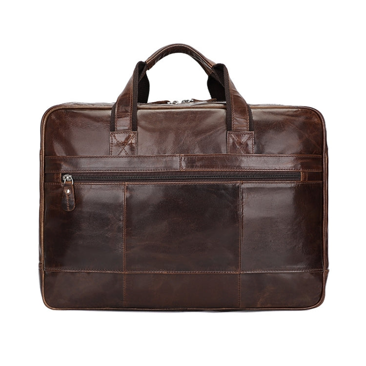 Men Retro Oil Wax Leather Handbag 17 Inch Computer Bag Shoulder Diagonal Briefcase(Brown) - free shipping - PMC TechLife - Order now!