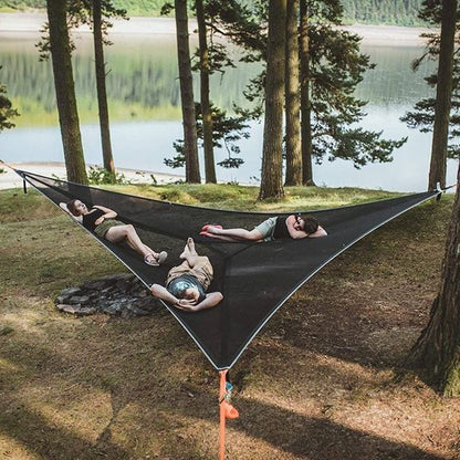 Aerial Multiplayer Triangle Hammock Folding Mesh Hammock Tree Tent,Size:  400x400x400cm Black - Hammocks by PMC Jewellery | Online Shopping South Africa | PMC Jewellery | Buy Now Pay Later Mobicred