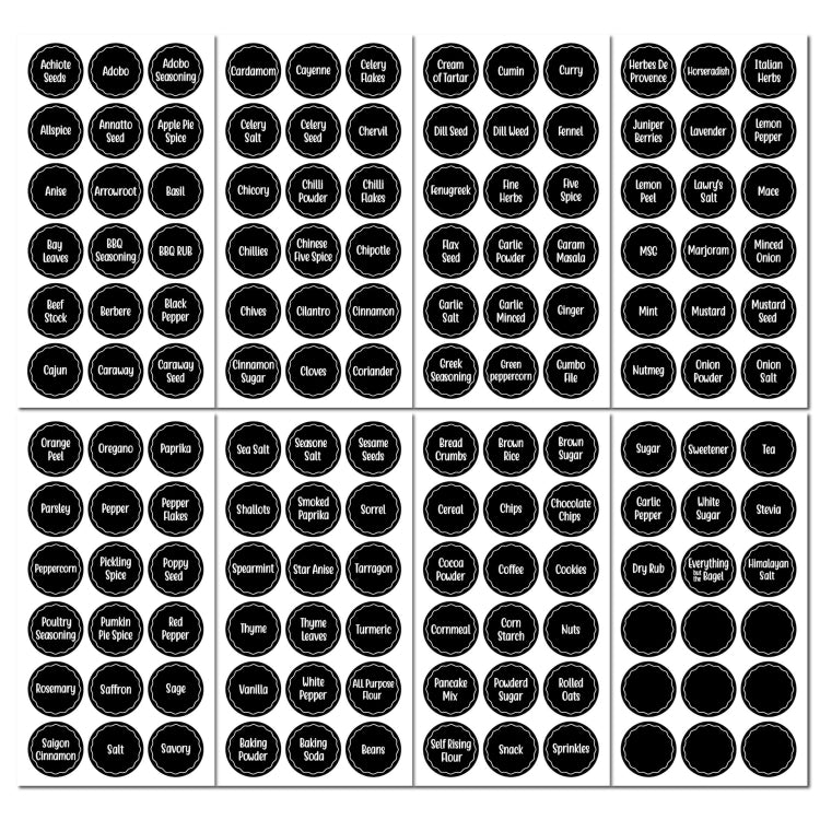 144 PCS Printed Spice Jar Labels Pantry Stickers Blackboard Stickers(Diameter 3.8cm) - Printer Paper & Stickers by PMC TechLife | Online Shopping South Africa | PMC TechLife