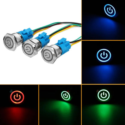 2 PCS 19mm Car Modified Metal Waterproof Button Flat Switch With Light, Color: Reset  Blue Light - Electrical Instruments by PMC Jewellery | Online Shopping South Africa | PMC Jewellery
