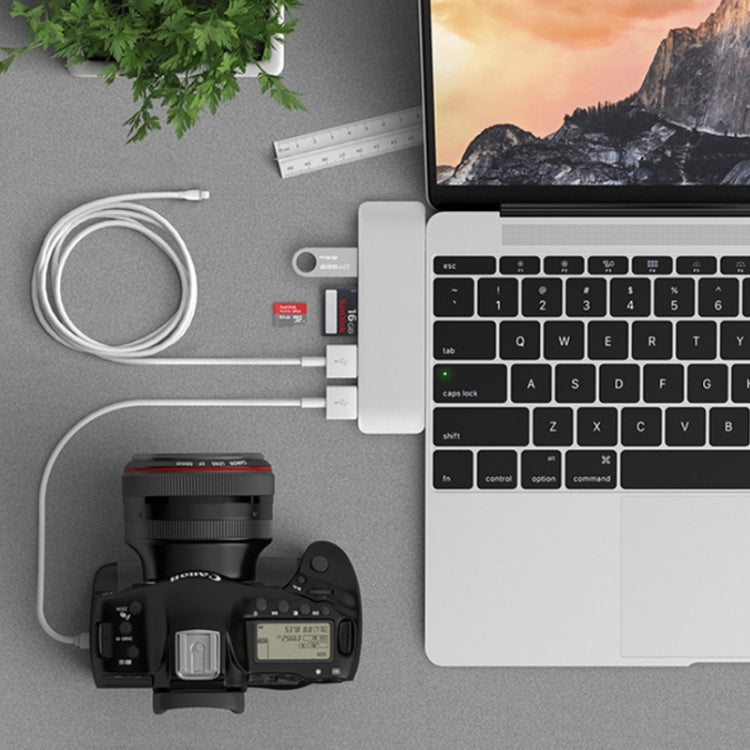 TYPE-C To 4K HDMI HUB Docking Station TF/SD Card Reader For MacBook Pro(Silver) - USB HUB by PMC TechLife | Online Shopping South Africa | PMC TechLife
