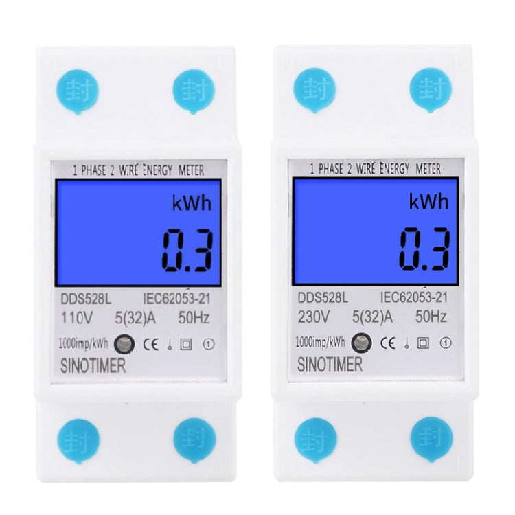 DDS528L Backlight Display Home Single-phase Rail Energy Meter 5-32A(110V 60Hz) - Current & Voltage Tester by SINOTIMER | Online Shopping South Africa | PMC Jewellery | Buy Now Pay Later Mobicred