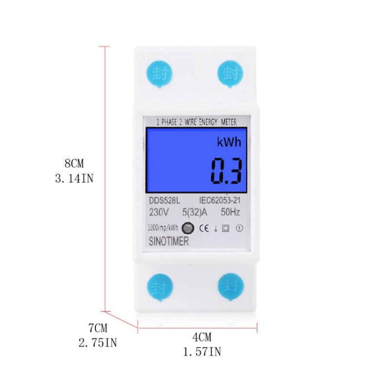 DDS528L Backlight Display Home Single-phase Rail Energy Meter 5-32A(110V 60Hz) - Current & Voltage Tester by SINOTIMER | Online Shopping South Africa | PMC TechLife | Buy Now Pay Later Mobicred